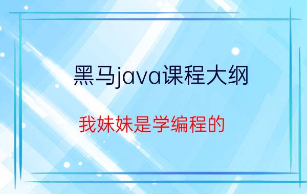 黑马java课程大纲 我妹妹是学编程的，准备大四了，学校说要去培训，学费要两三万，大家有了解的吗，靠谱吗？